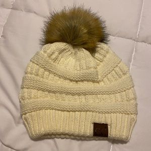 C.C Beanie with Puff Ball